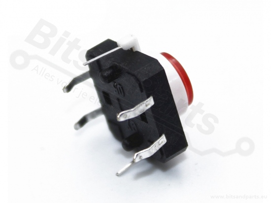 Microswitch drukknop (maakcontact) 12x12mm met LED rood
